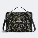 Dark Cottagecore Forest Animal Bones Print - Leather Satchel Bag