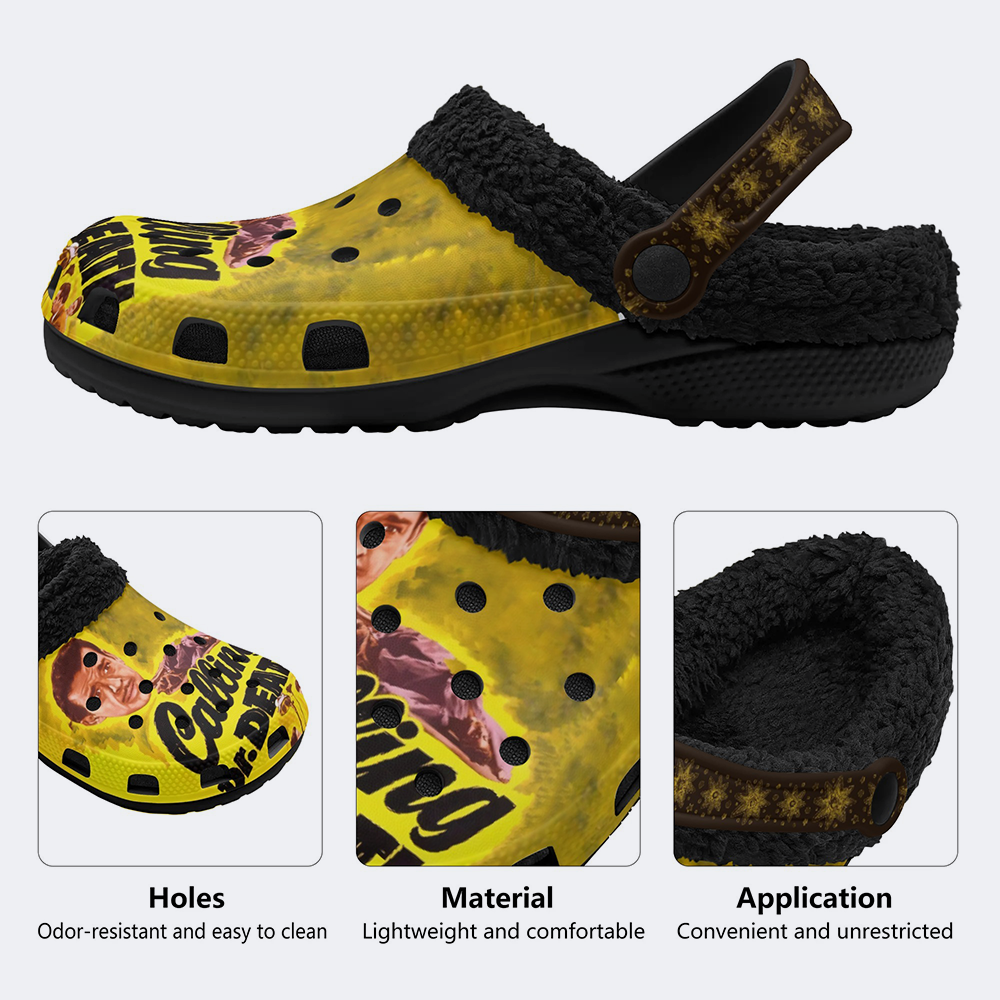 Horror Print - Fur Lined Slippers/Sandals