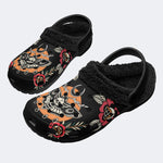 Death Moth Vintage Print - Fur Lined Slippers/Sandals