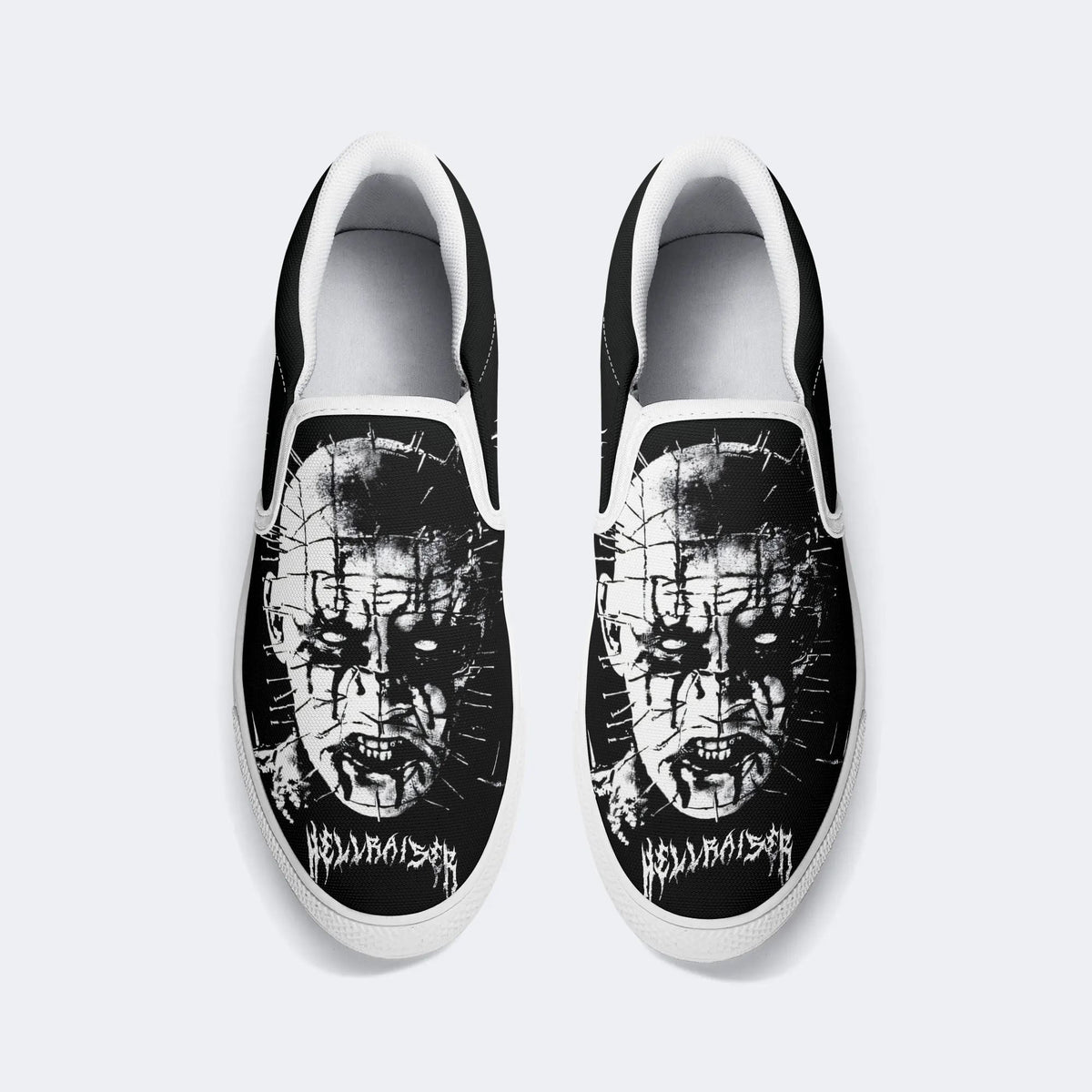 Unisex Black Metal Pinhead Print - Slip On Shoes