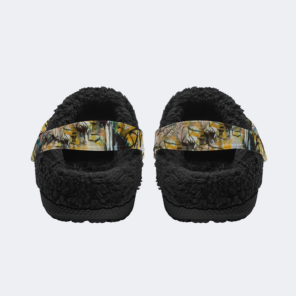 Halloween Pop Art Illustration Printed - Fur Lined Slippers/Sandals