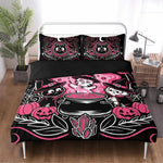 Pumpkin Witch Kitten Print - Three Piece Bedding Set
