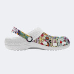 Unisex Skull Graffiti Art Print - Fur Lined Slippers/Sandals