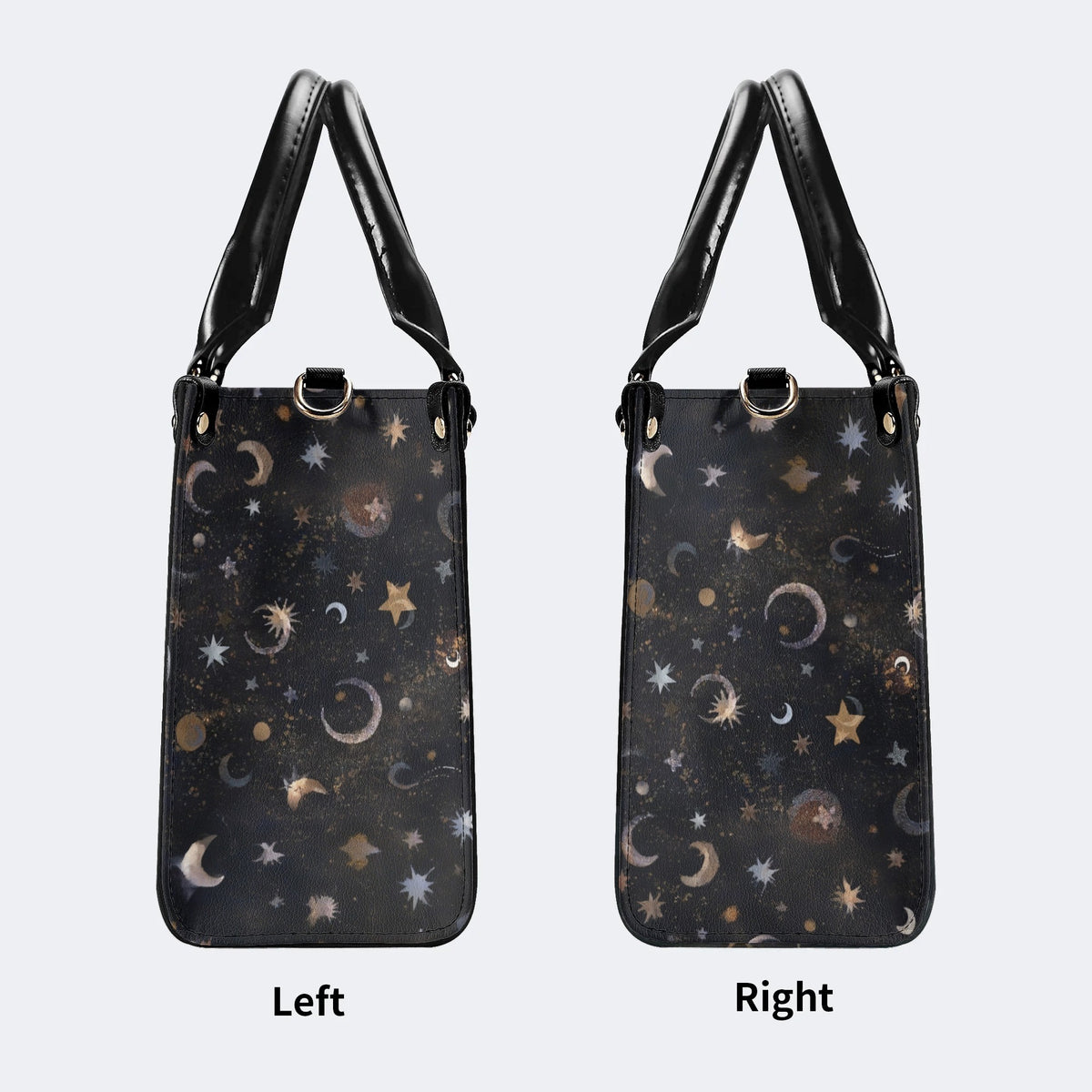 Retro Dark Moth Print - Leather Handbag