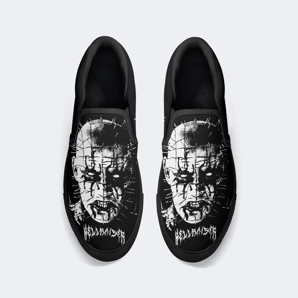 Unisex Black Metal Pinhead Print - Slip On Shoes