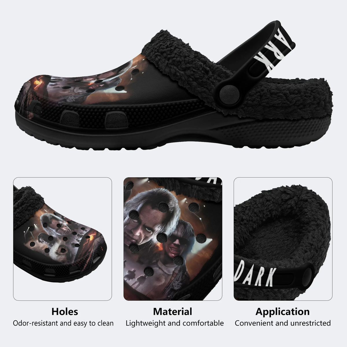 Horror Movie Vintage Print - Fur Lined Slippers
