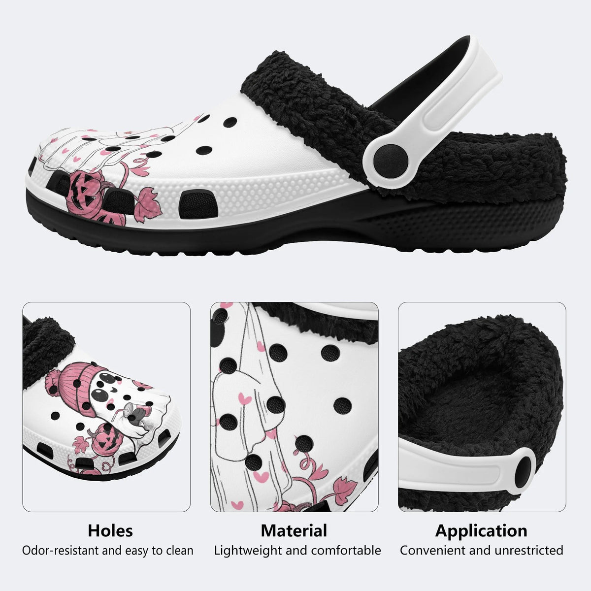 Coquette Halloween Ghost - Fur Lined Slippers/Sandals