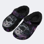 Skull Violet Rose - Fur Lined Slippers/Sandals