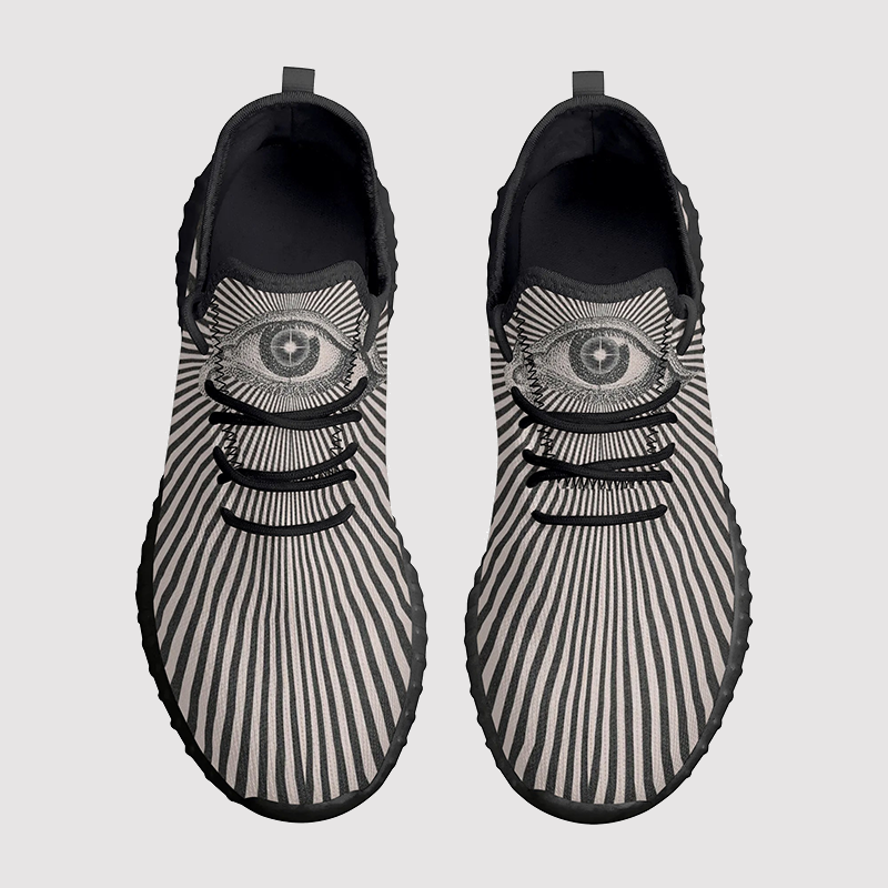 3D Eyes Print Mesh Knit Sneakers