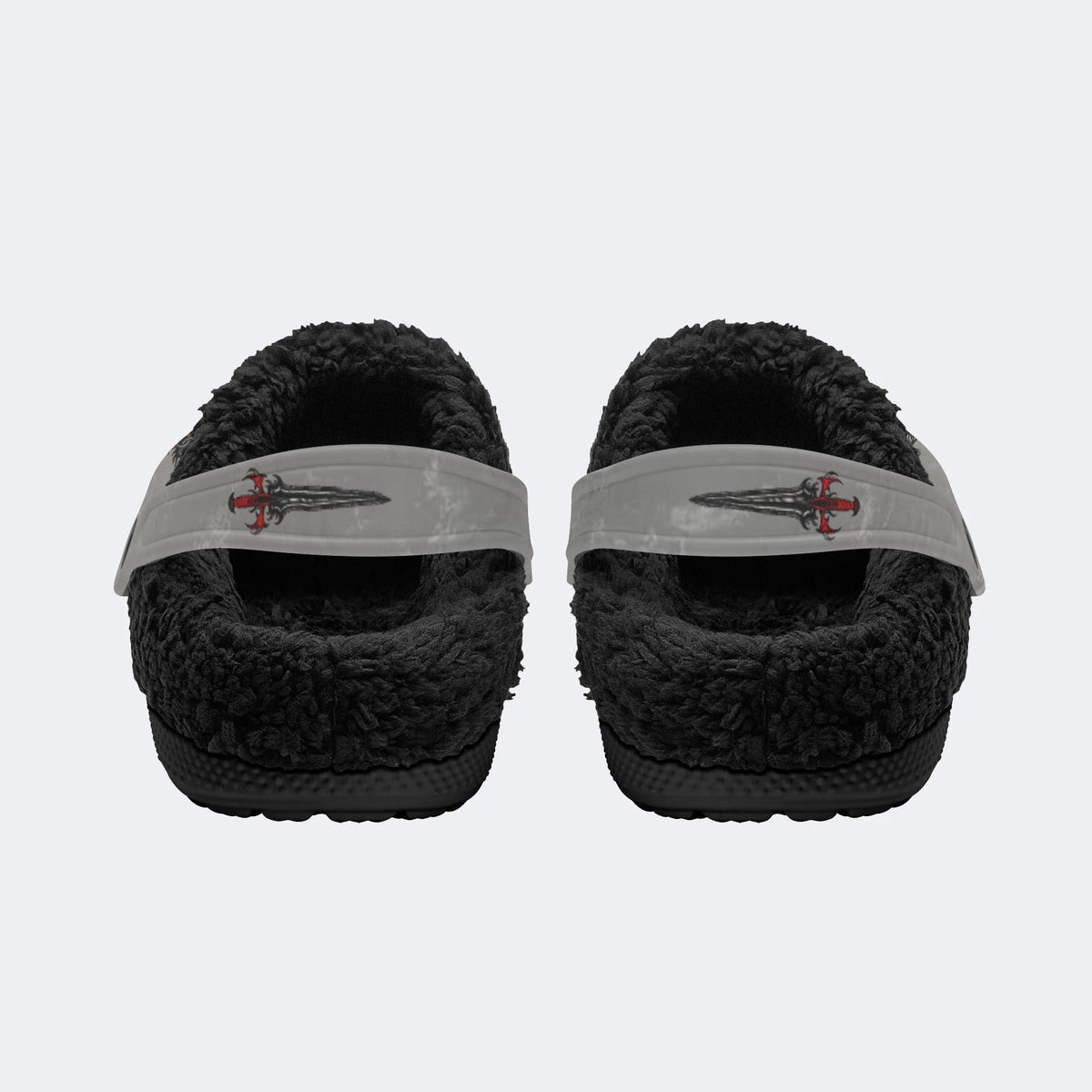 Metal Mecha Print - Fur Lined Slippers/Sandals