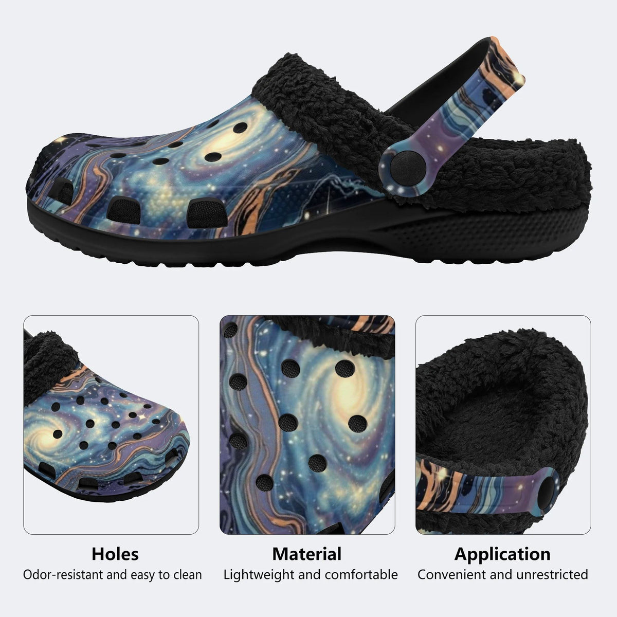 Space Nebula Art - Fur Lined Slippers/Sandals