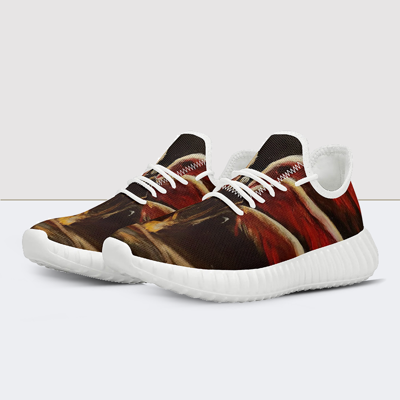 Skeleton Demon Print Mesh Knit Sneakers