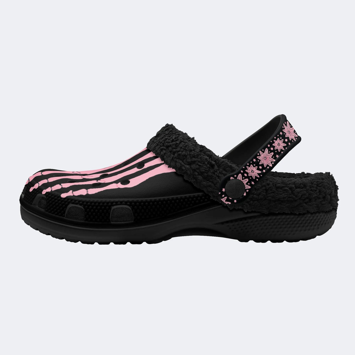 Pink Gradient Skeleton Toes Skull - Fur Lined Slippers/Sandals