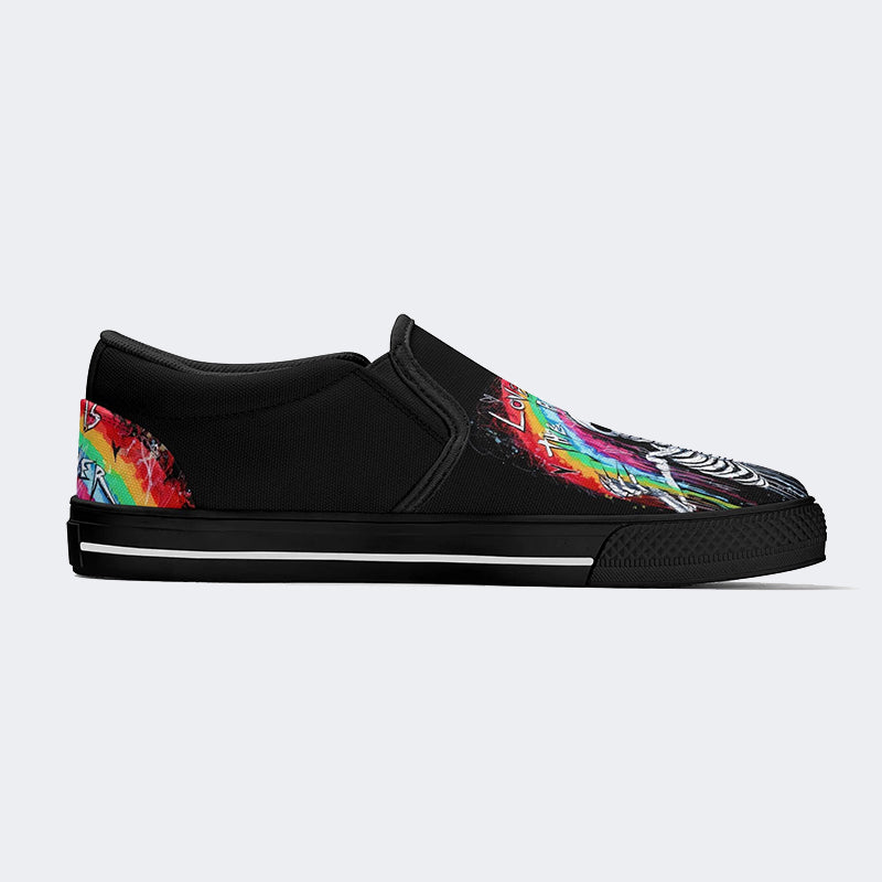 Love Is The Answer Skull Print - Slip On Shoes