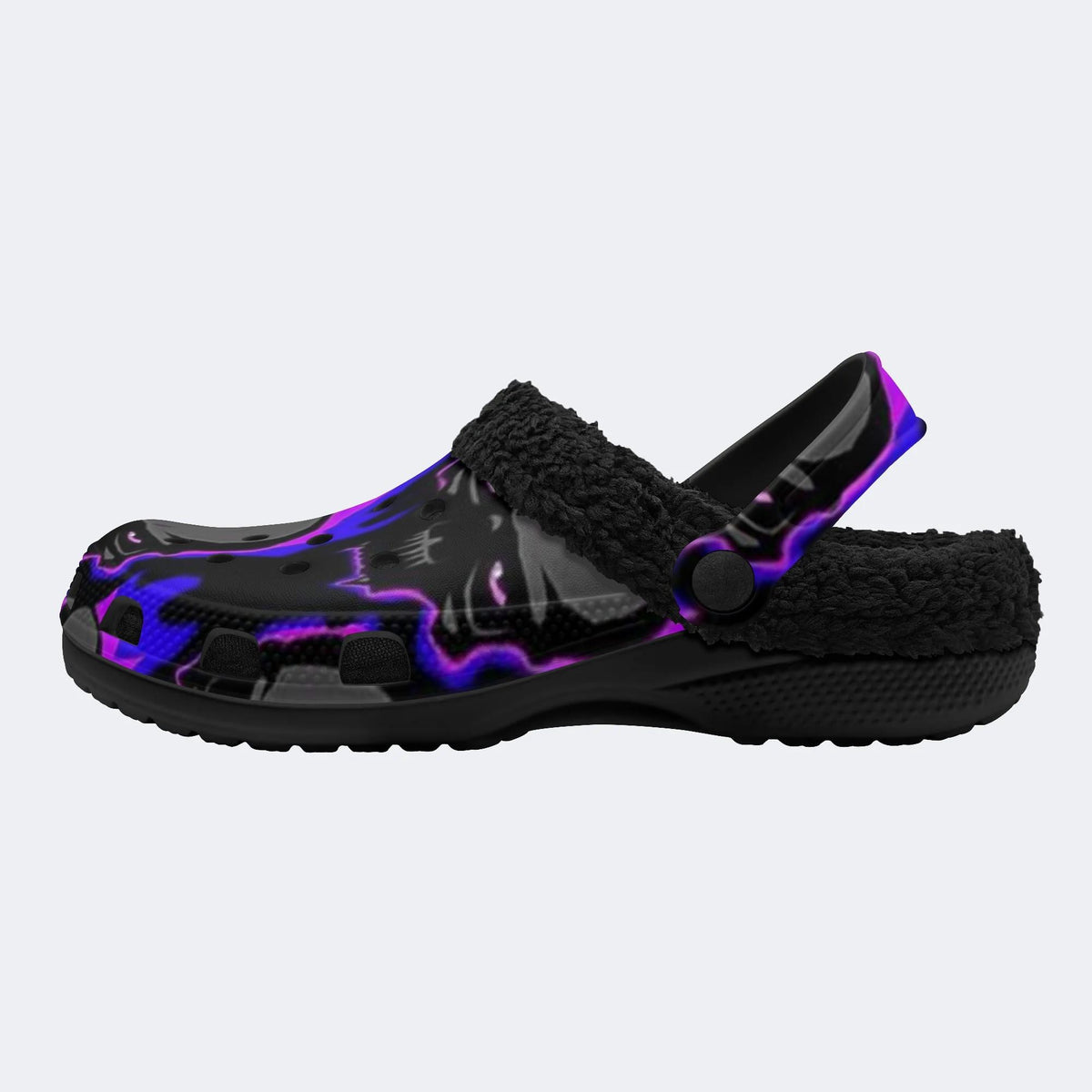 Neon Flame Skulls - Fur Lined Slippers/Sandals