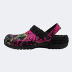 Neon Frog Print - Fur Lined Slippers/Sandals