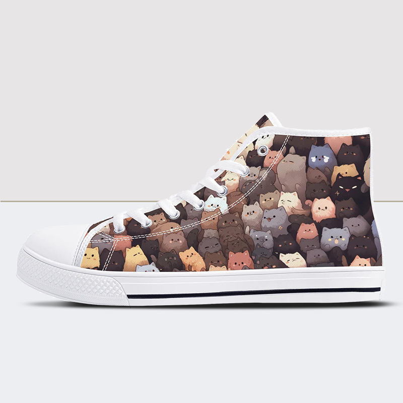 Cats Jenga Print High Tops-Braun