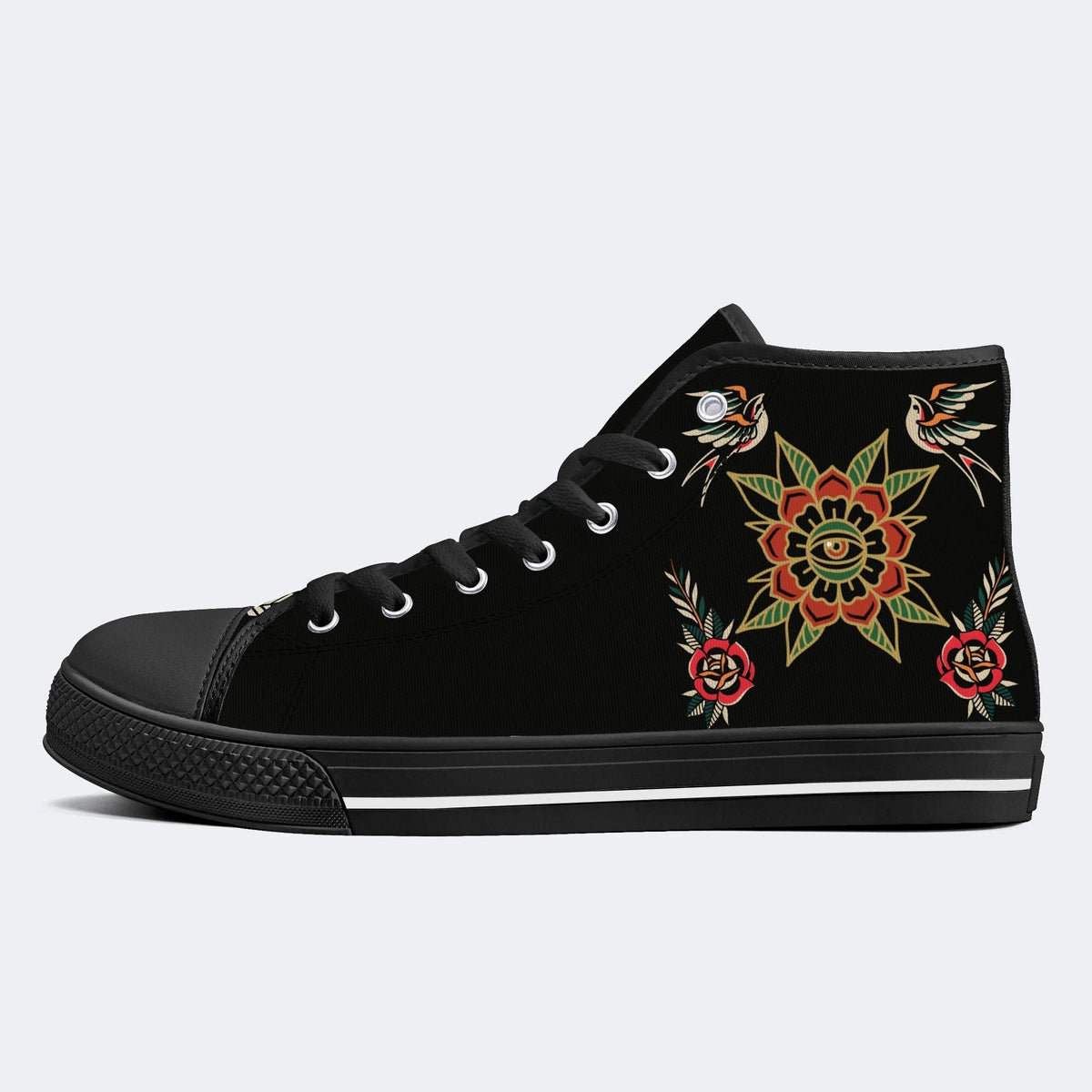 Eyes&Flower Art Print - High Top Canvas