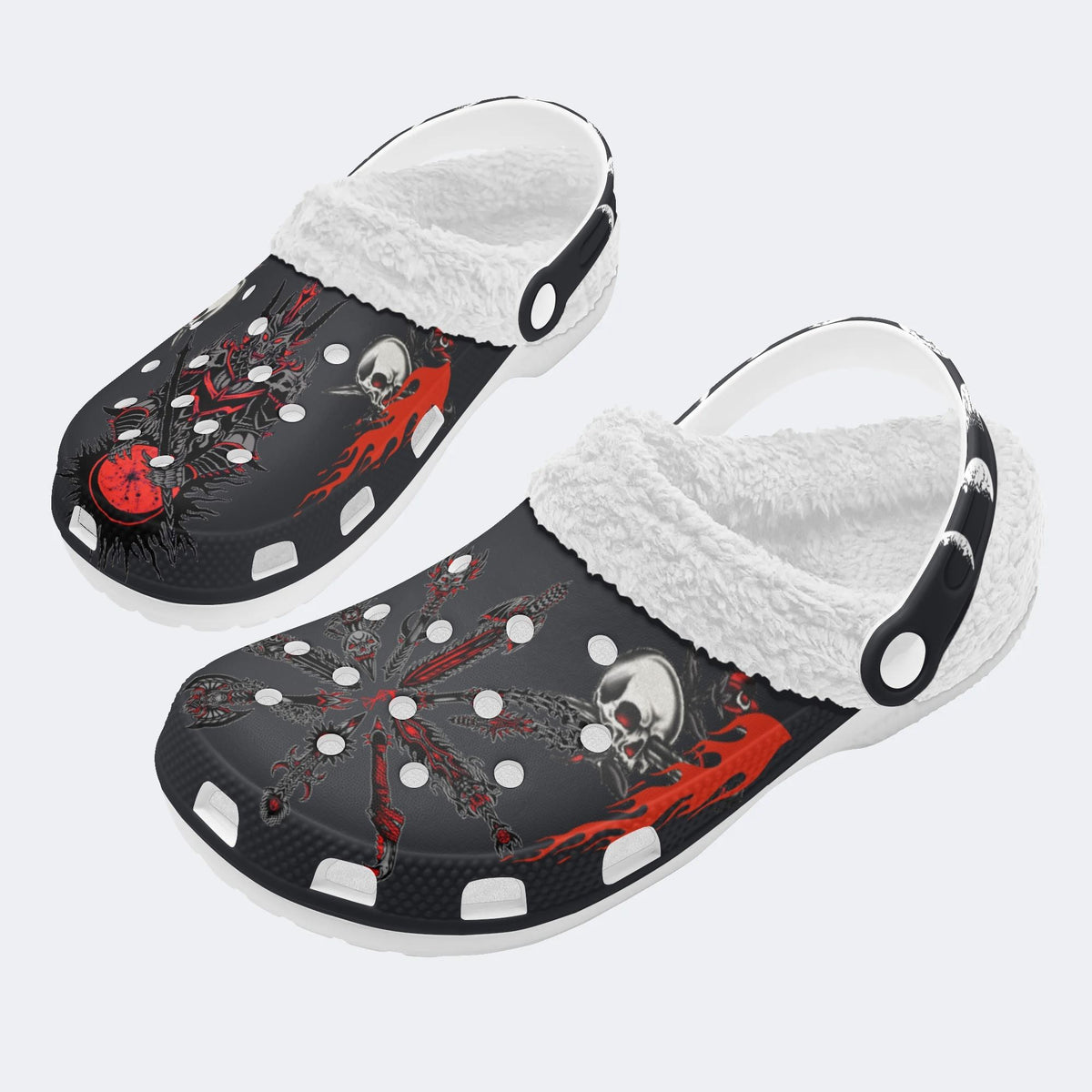 Unisex Warrior Print - Fur Lined Slippers/Sandals