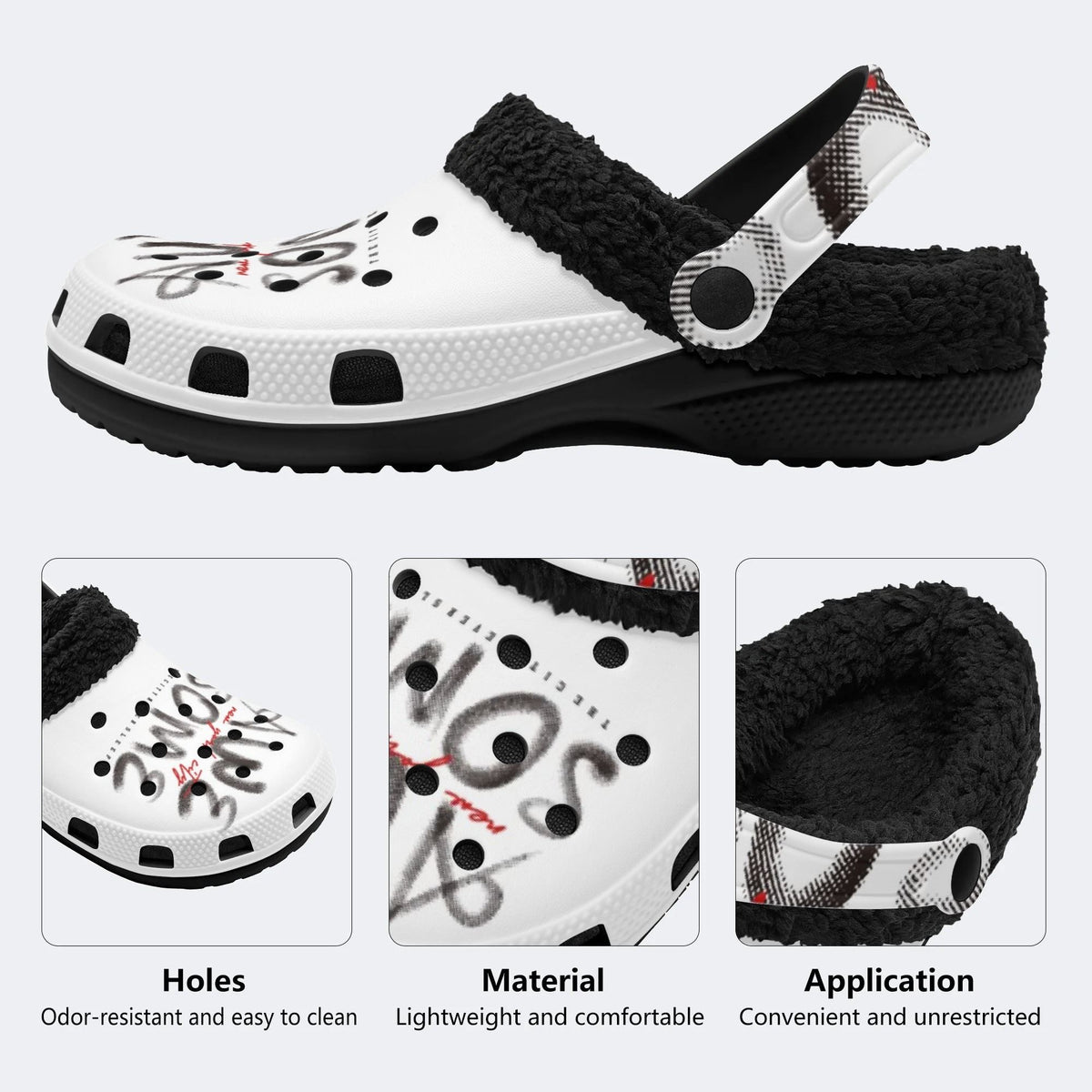 Punk Plaid Graffiti - Fur Lined Slippers/Sandals