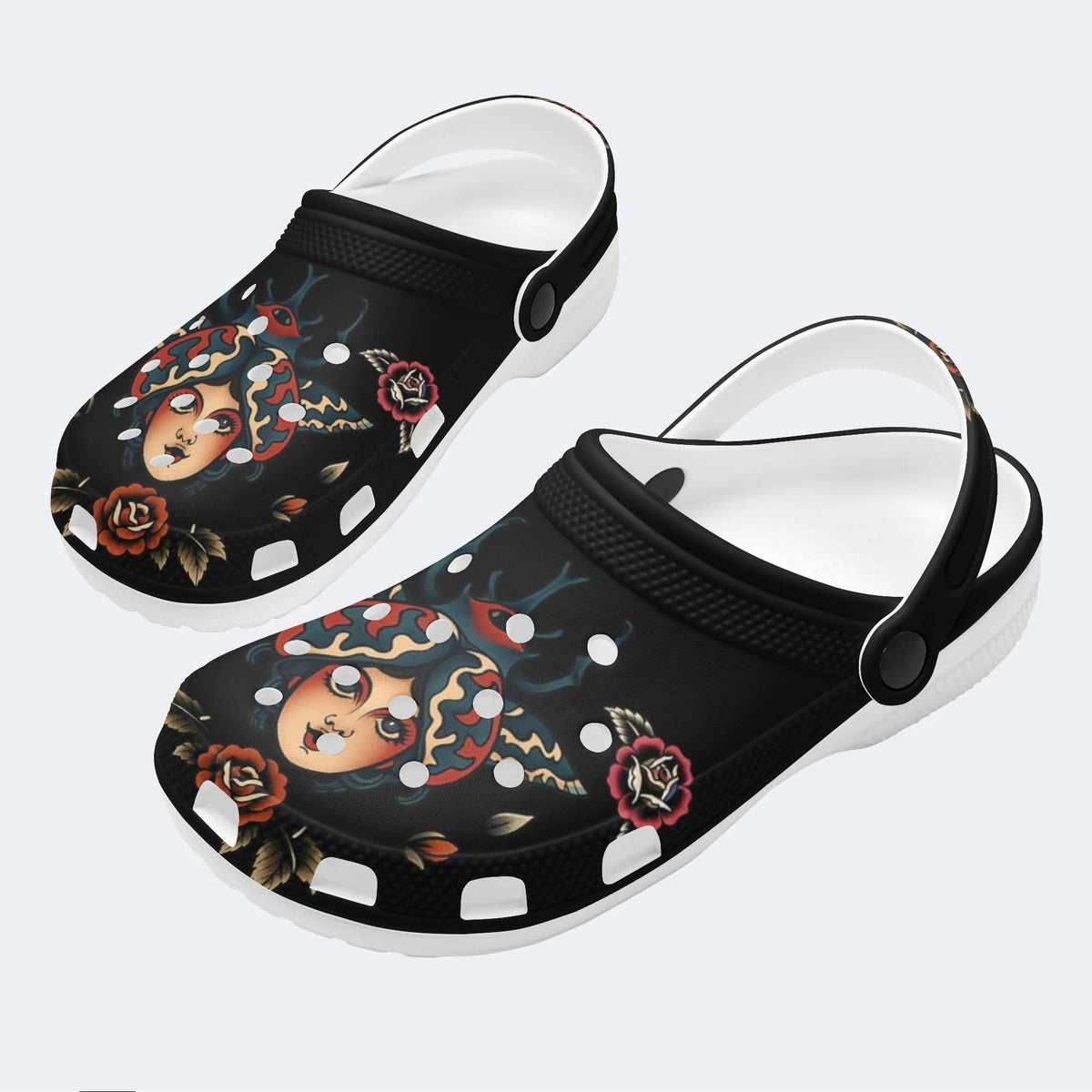 Human Face Rhinoceros Beetle Print - Slippers/Sandals