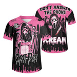 Pink Ghost Face Scream - Men's Short Sleeve Baseball Jersey