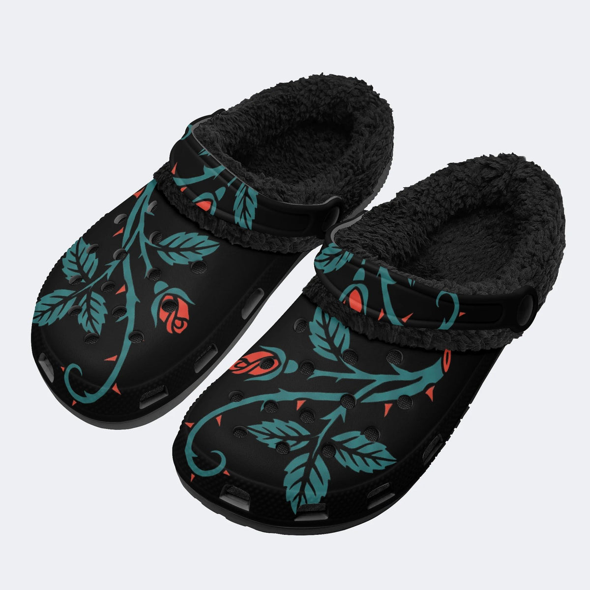 Dark Thorn Rose - Fur Lined Slippers/Sandals