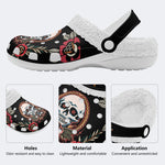 Horror Flower Skull Print - Fur Lined Slippers/Sandals