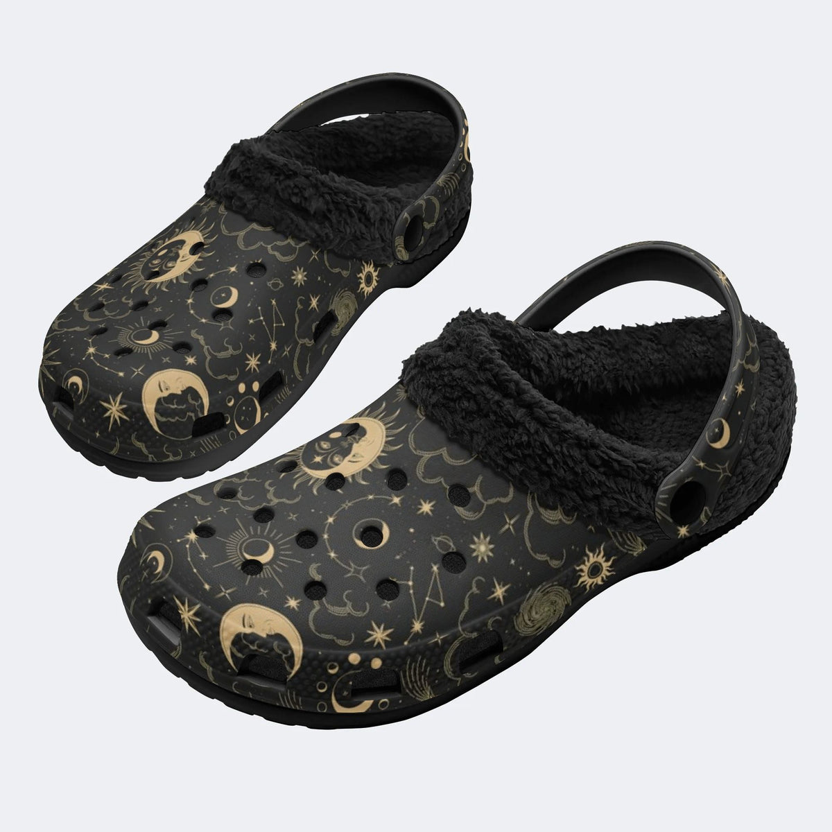 Gothic Sun Moon - Fur Lined Slippers/Sandals