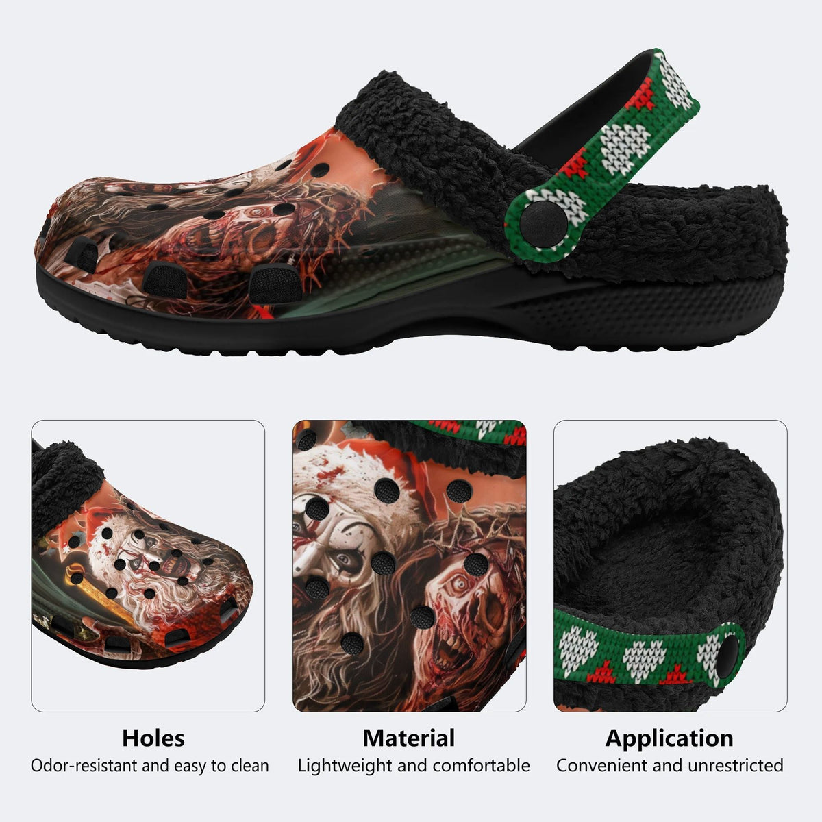 Christmas Ghostface Print - Fur Lined Slippers/Sandals