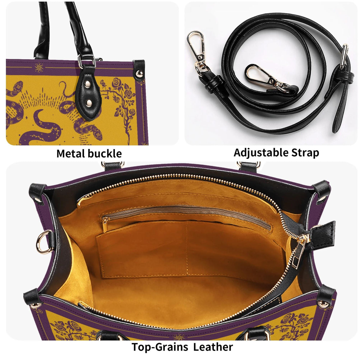 Inscribed Viper Print - Leather Handbag