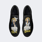 Unisex Retro Christ Virgin Mary Text Art Illustration Print - Slip On Shoes