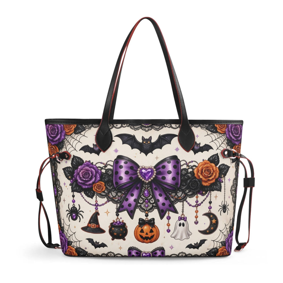 Halloween Bat Rose - Large capacity handbag