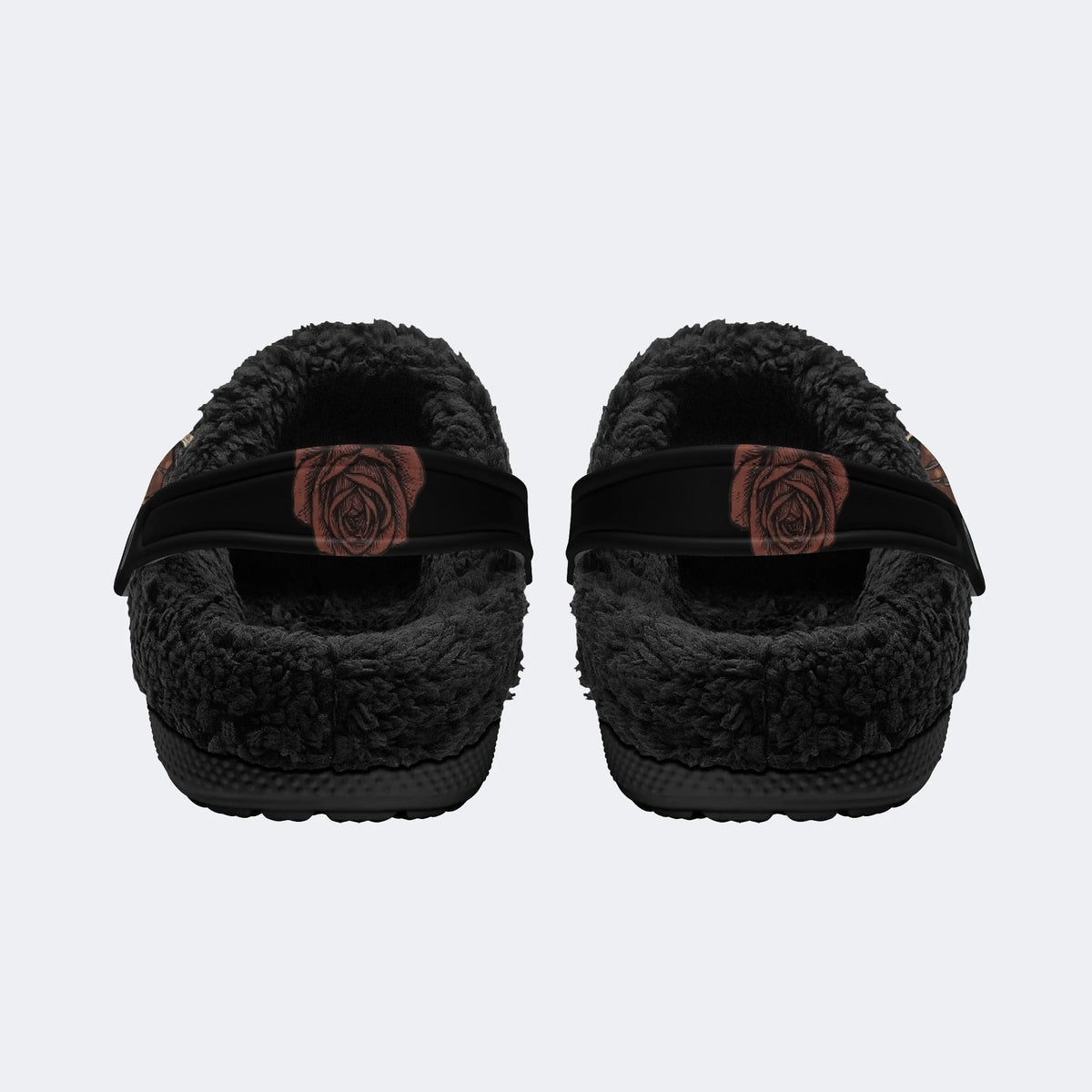 Skull Vintage Print - Fur Lined Slippers/Sandals