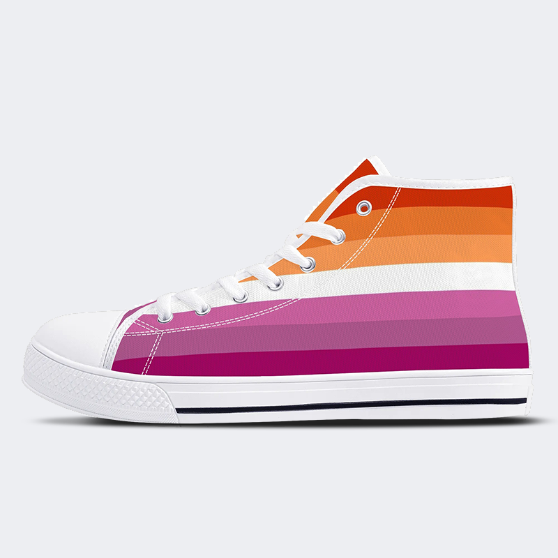 Lesbian Pride Flag High Top Canvas Shoes