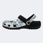 Blue Skull Foliage - Fur Lined Slippers/Sandals