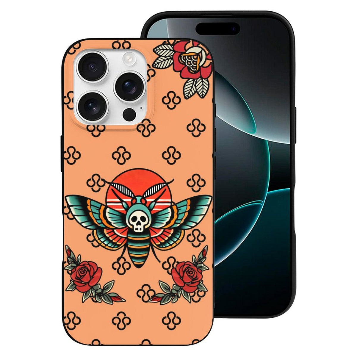 Vintage Rose Death Moth Print - Phone Case
