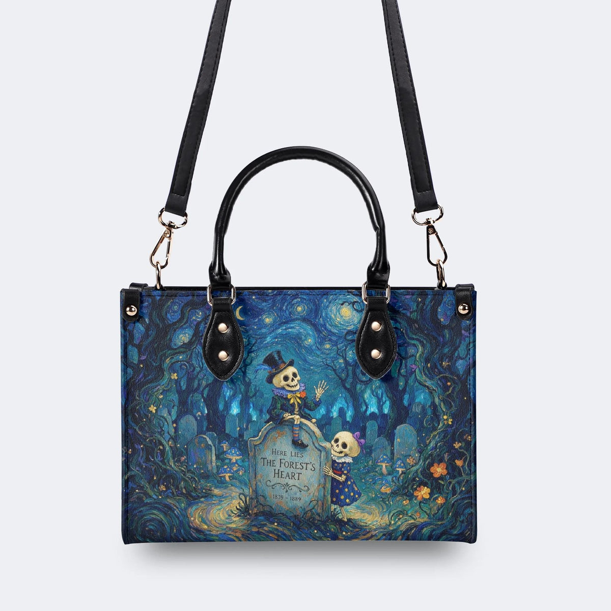 Skeleton Tombstone Print Handbag Factory Direct Sales