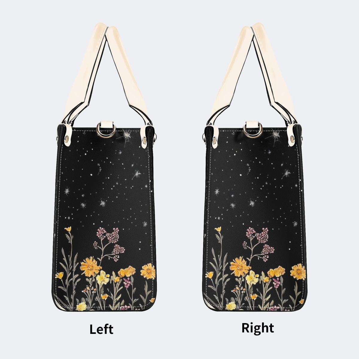 Skeleton Reading A Book Among Flowers - Leather Handbag