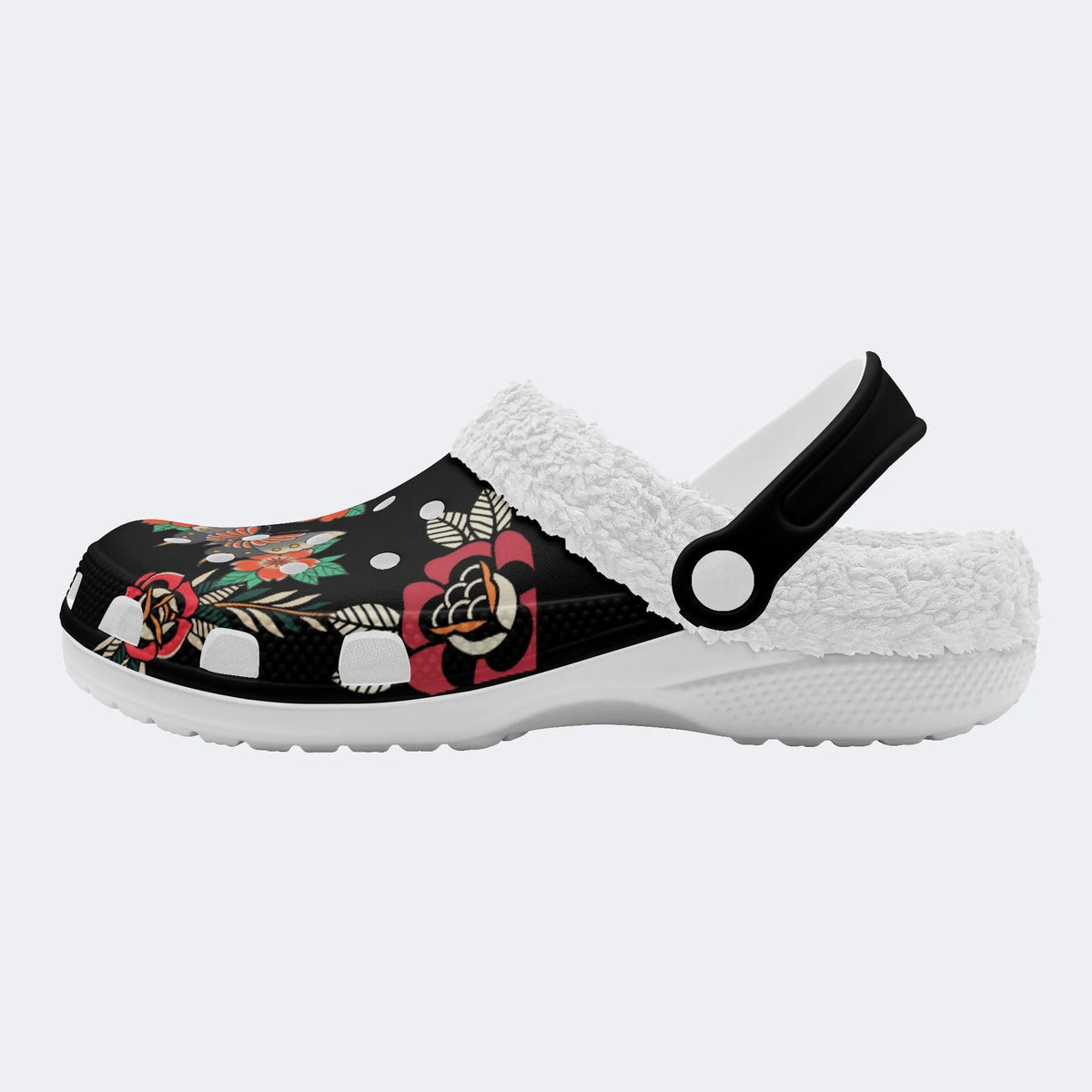 Butterfly In The Flowers Print - Fur Lined Slippers/Sandals