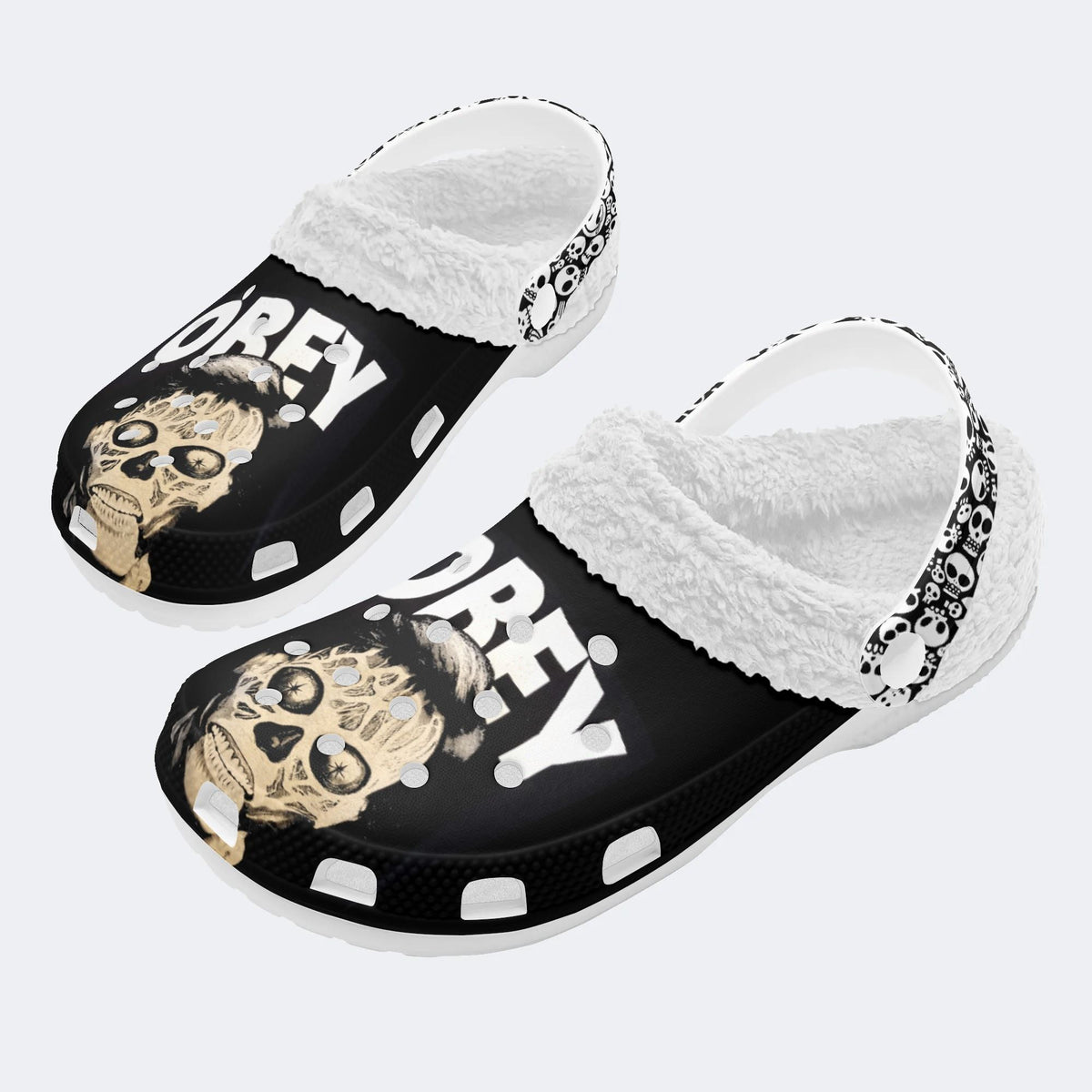 They Live Obey Print - Fur Lined Slippers/Sandals