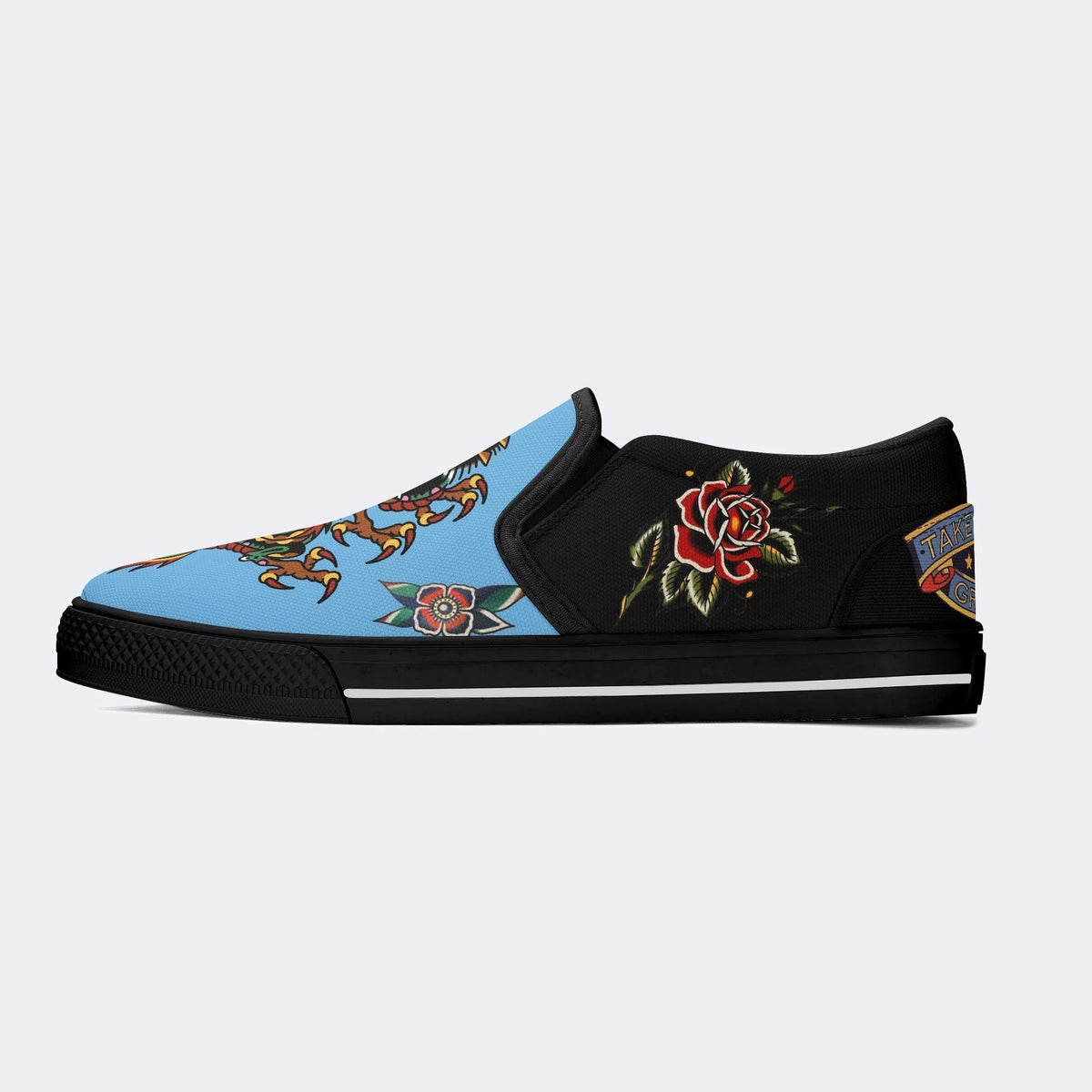 Vintage Torch And Dragon Print - Slip On Shoes