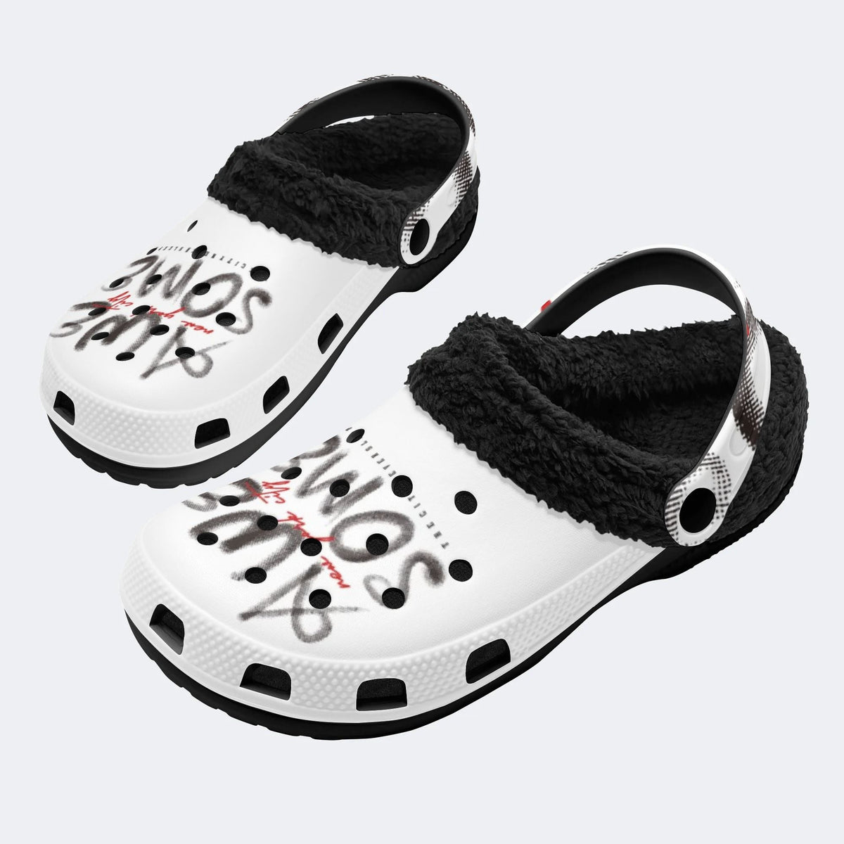 Punk Plaid Graffiti - Fur Lined Slippers/Sandals