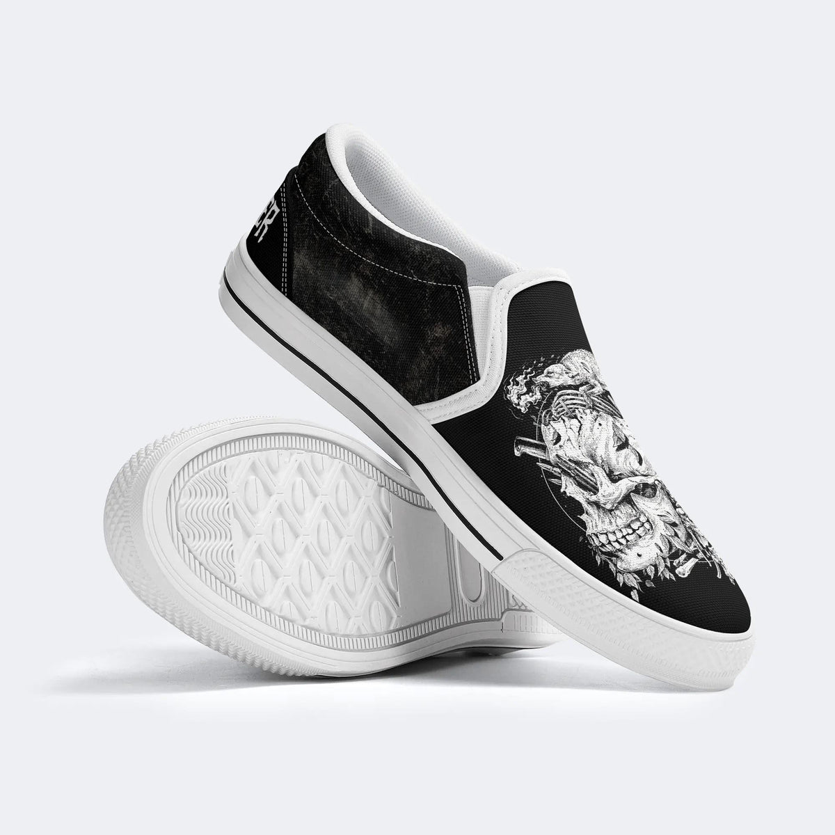 Unisex Fire Fox&Death Skull Print - Slip On Shoes