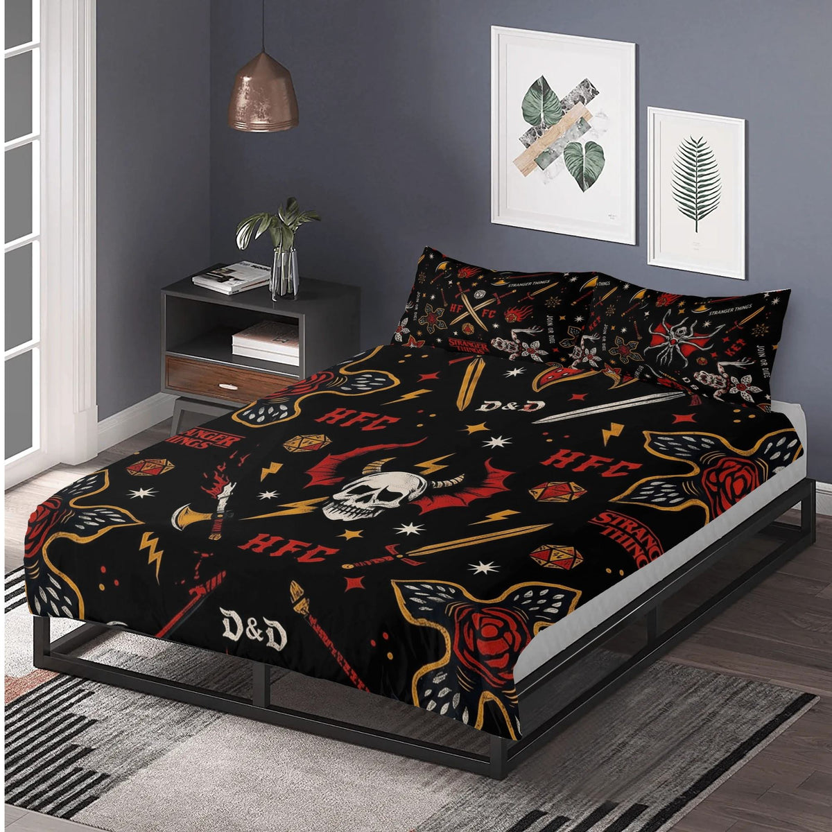 Hellfire Club Skull Print - Three Piece Bedding Set