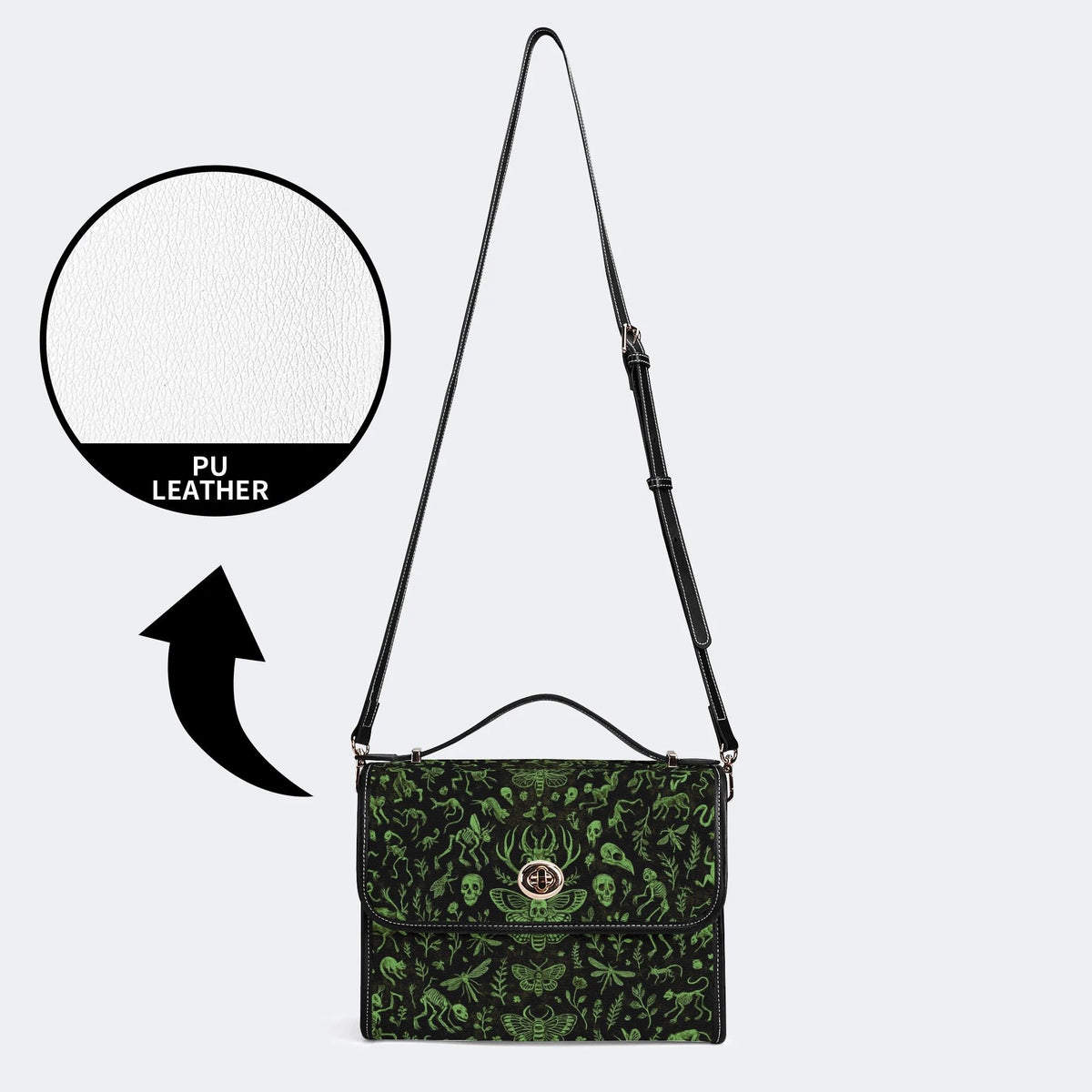 Death Moth And Animal Skeleton - Leather Satchel Bag