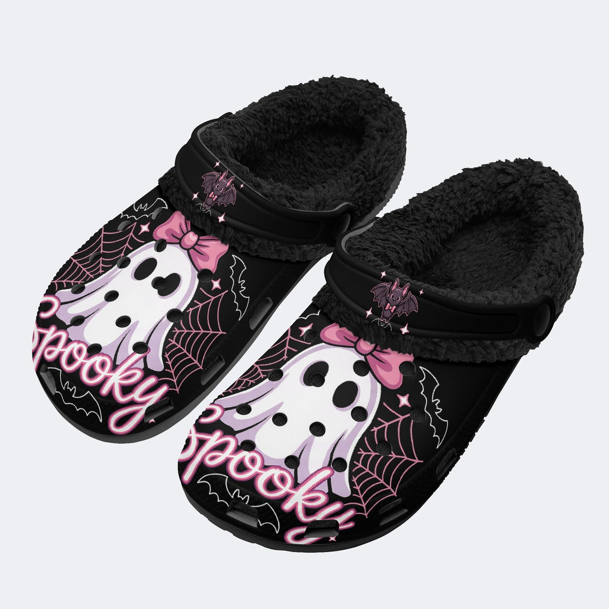 Gothic Pink Ghost - Fur Lined Slippers/Sandals