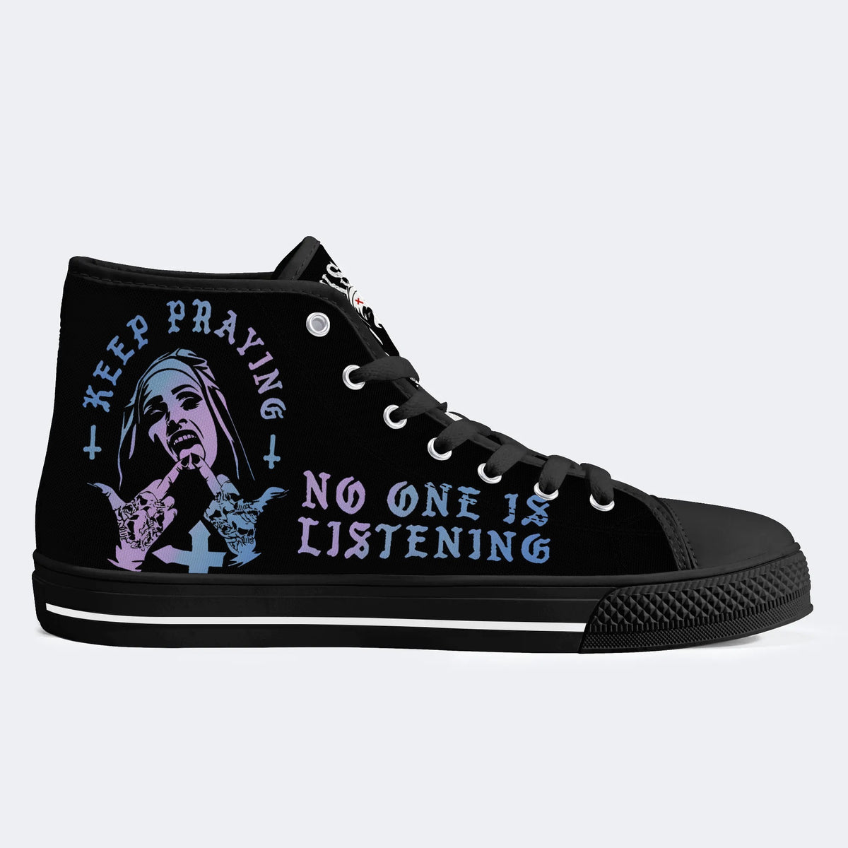 Unholy Nun Fucks Given Nun Unisex Print - High Top Canvas