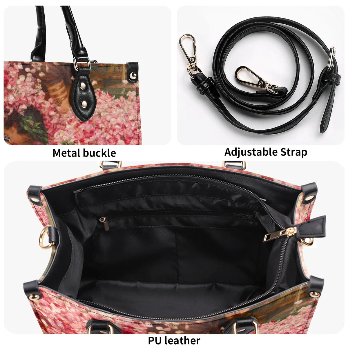 Roses of Heliogabal Print - Leather Handbag