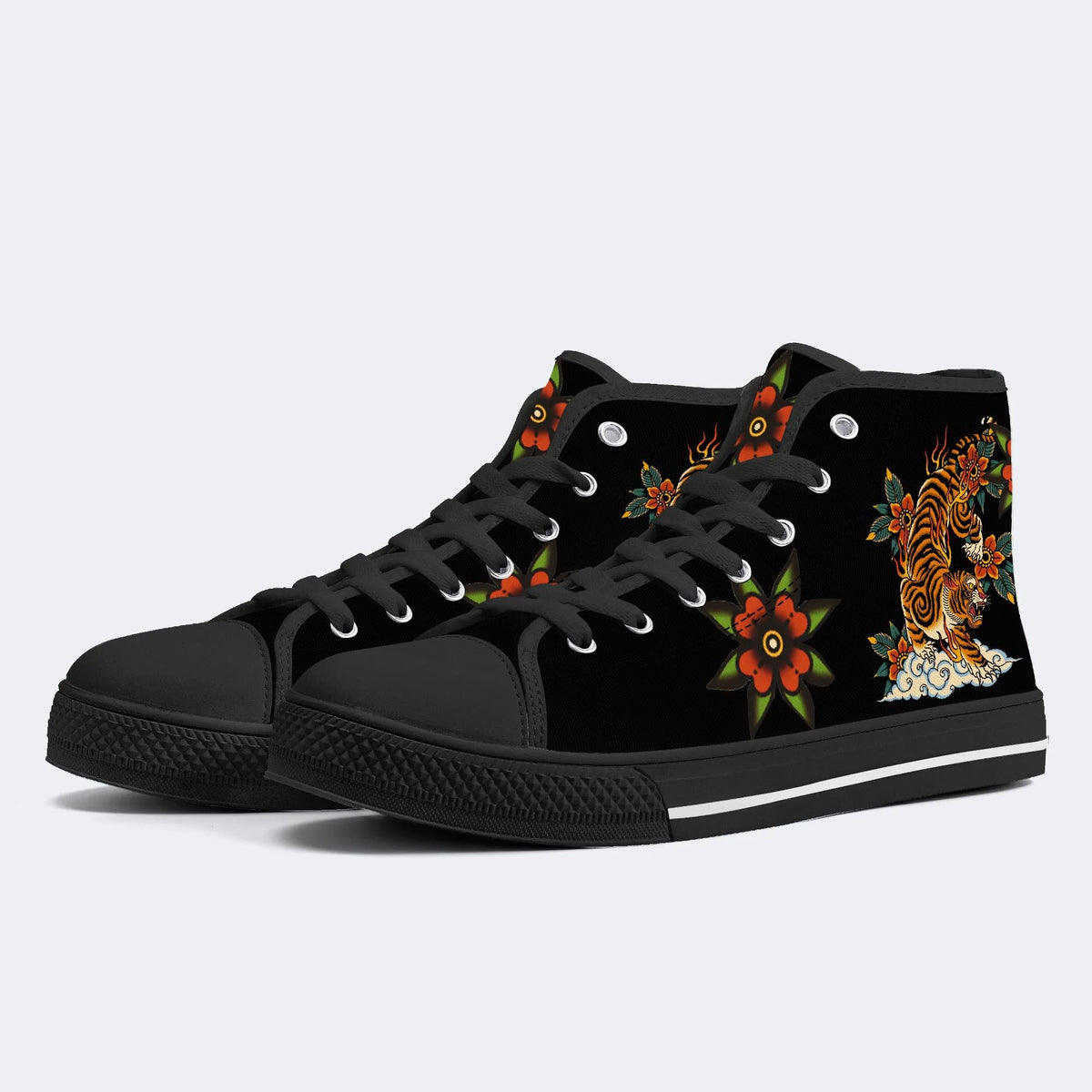 Tiger And Auspicious Clouds Print - High Top Canvas
